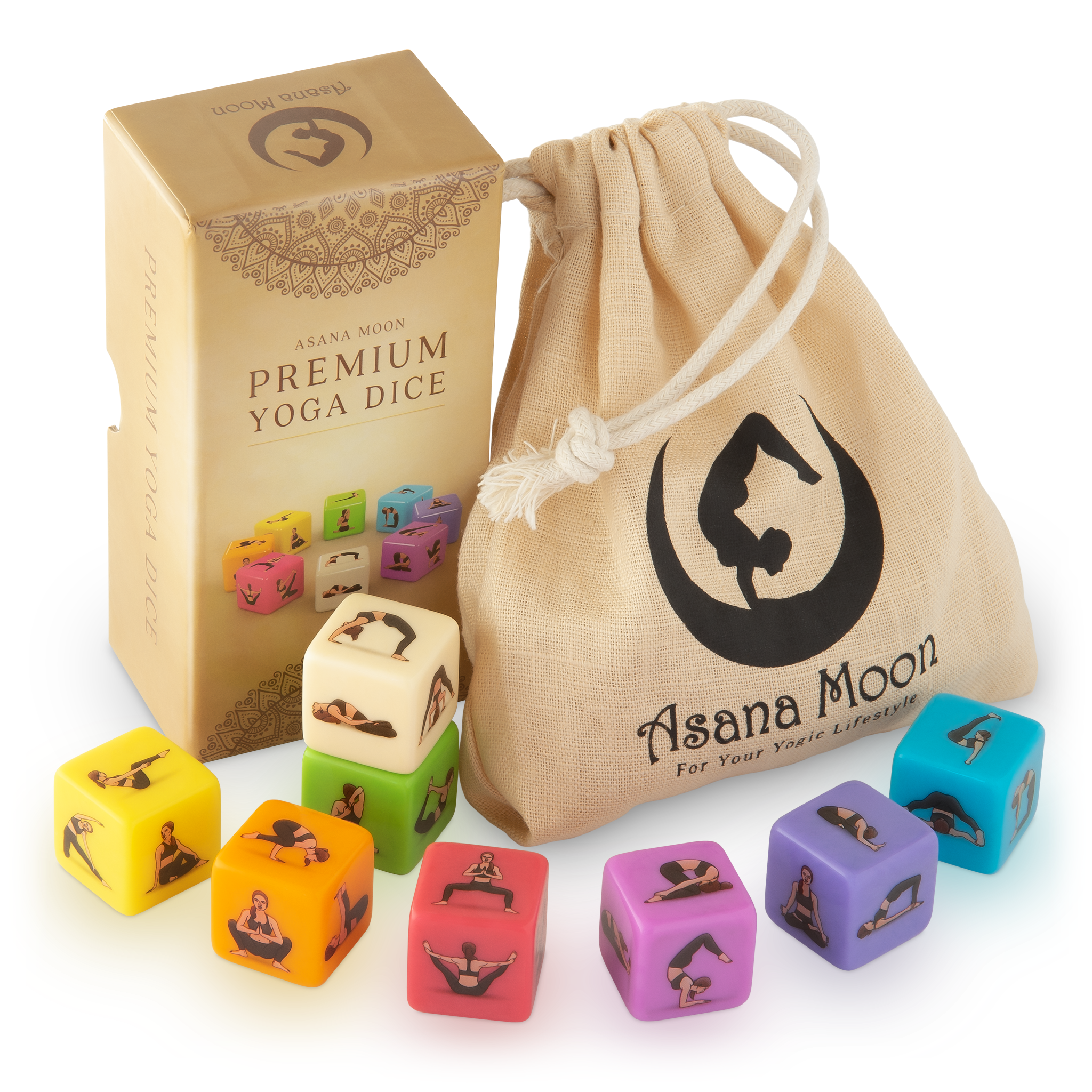 8-pc Wood Yoga Dice Set - Creative Yoga Accessories and Fun Yoga Gifts for  Women - Wooden Workout Dice & Fitness Dice to Create Yoga Flows in Seconds